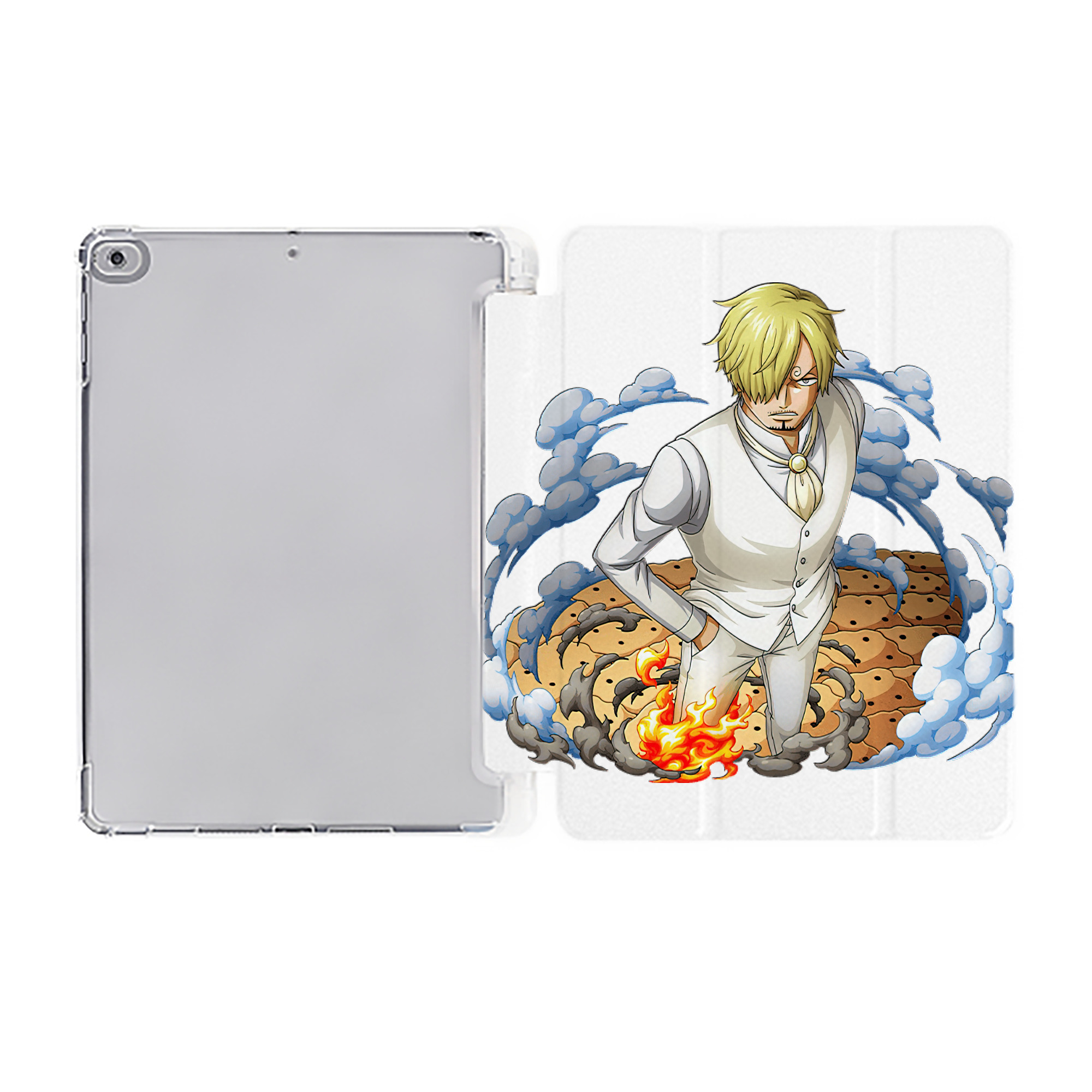 （画像用） ワンピース サンジ ONE PIECE Sanji IPad ケース ペン収納付き 三つ折りスタンド PUレザー×シリコン 対応機種9.5/10.5/10.9インチ